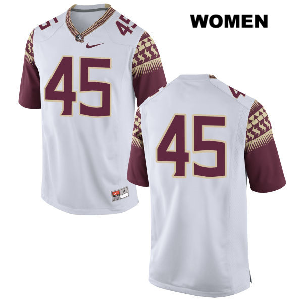 Women's NCAA Nike Florida State Seminoles #45 Delvin Purifoy College No Name White Stitched Authentic Football Jersey XZY4069XF
